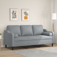 vidaxl sofa de 3 plazas con cojines tela gris claro 180 cm