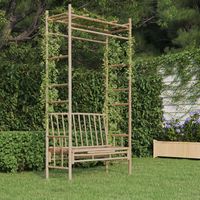 vidaxl banco de jardin con pergola bambu 116 cm