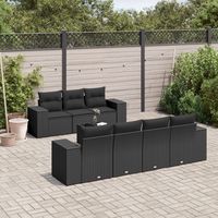 vidaxl set de sofas de jardin 8 piezas y cojines ratan sintetico negro