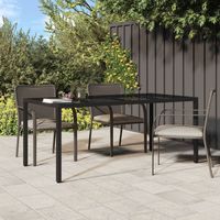 vidaxl mesa jardin vidrio templado ratan sintetico negra 190x90x75 cm