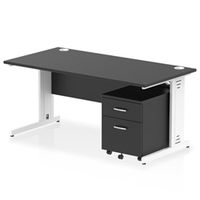 impulse 1600x800 desk blackwhite cable managed 2 drawer mobile ped