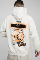 sudadera oversize destenida con capucha y estampado de pokemon arcanine cream