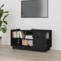 vidaxl mueble de tv madera maciza de pino negro 80x35x405 cm