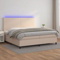 vidaxl cama box spring colchon led cuero sintetico capuchino 200x200cm