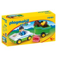 playmobil 1 2 3 coche con remolque de caballo