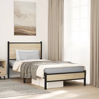 vidaxl estructura de cama sin colchon metal roble sonoma 75x190 cm