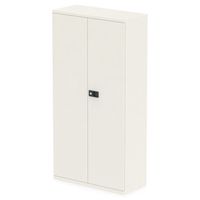 qube by bisley stationery 1850mm 2-door cupboard white with shelves