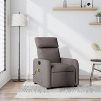 vidaxl sillon de masaje reclinable de tela gris taupe