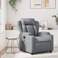 vidaxl sillon reclinable de cuero sintetico gris