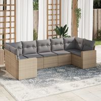 vidaxl set sofas de jardin 7 piezas y cojines ratan sintetico beige