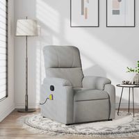 vidaxl sillon reclinable de masaje tela de microfibra gris claro