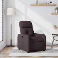 vidaxl sillon reclinable de tela marron oscuro