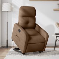 vidaxl sillon electrico reclinable elevable de tela marron