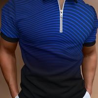 camisa de verano con estampado de rayas degradadas y cremallera en el cuello para hombre ideal para el dia a dia diseno elegante con cuello de cremallera camiseta