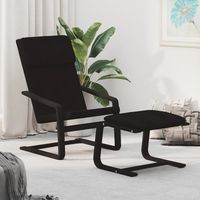 vidaxl sillon de relax con taburete tela negro