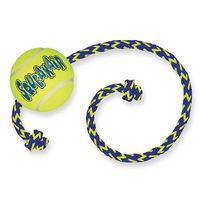 kong airdog squeakair ball with rope - mediumlarge