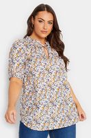 yours blusa gris y naranja de flores mujer curvy y tallas grandes yours