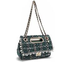 nicole lee bolso de mano bolso clutch estilo tweed con solapa verde para mujer