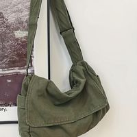 bolso mensajero de lona simple para hombres bolso cruzado de gran capacidad bolso de hombro con solapa de moda para estudiantes