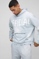 sudadera oversize recta official con capucha y bolsillos rotos gris