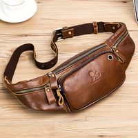 bolso de cintura de cuero genuino para exteriores para hombres viajes senderismo correr bolsa de cintura bolsa para telefono celular bolsa de cajero