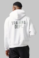 sudadera man active recta con capucha y estampado training dept blanco