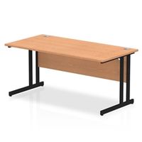 impulse 1600 x 800mm straight desk oak top black cantilever leg