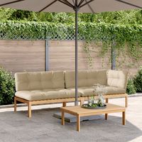 vidaxl set de sofas de palets de jardin y cojines 3 pzas madera acacia