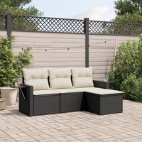 vidaxl juego de sofas jardin 4 pzas con cojines ratan sintetico negro