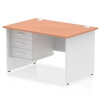 impulse 1200x800 desk beechwhite panel end leg 1x3 drawer fixed ped