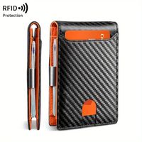 cartera de fibra de carbono unisex con bloqueo rfid tarjetero minimalista delgado monedero portatil