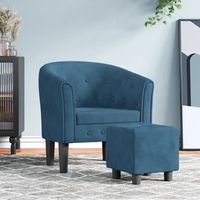 vidaxl sillon con taburete terciopelo azul oscuro