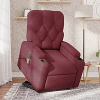 vidaxl sillon de masaje elevable electrico tela rojo tinto