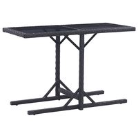 vidaxl mesa de jardin de vidrio y ratan sintetico negro 110x53x72 cm