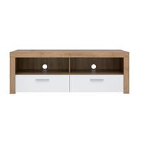 mueble tv 2 cajones 2 compartimientos estratificado blanco marron