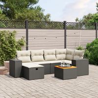 vidaxl set de comedor de jardin 7 pzas y cojines ratan sintetico negro