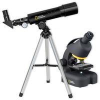 national geographic set telescopio refractor compacto  microscopio con soporte para smartphone