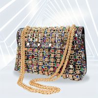 bolso de mano con pedreria colorida para mujeres bolso de hombro de cadena de lujo elegante bolso de mano brillante para fiesta promocion banquete o noche