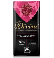 divine 70 dark chocolate with raspberries - 90g