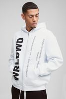 sudadera oversize con capucha cremallera y estampado worldwide blanco