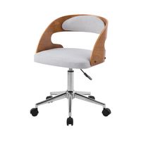 silla de oficina giratoria ajustable de madera y tela gris