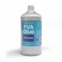 classmaster white washable blue label pva glue 1l bottle screw cap