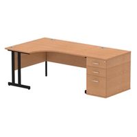 impulse 1600 lh crescent desk oak black cantilever 800 desk high ped