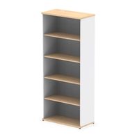 impulse 2000mm bookcase maple and white