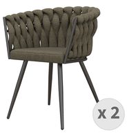 sillon de mesa marron y de metal negro x2