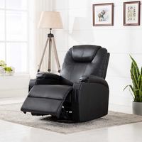 vidaxl sillon de masaje mecedora de cuero sintetico negro