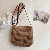 bolso de hombro de playa de verano tejido de paja bolso de mano casual y monedero para viajar de mujer