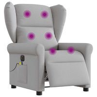 vidaxl sillon reclinable de masaje electrico tela gris nube