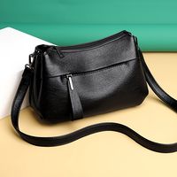 bolso cruzado retro de color solido bolso de hombro de cuero pu suave bolso de dia multi capa para mujer