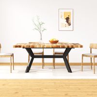 vidaxl mesa de comedor madera maciza de mango y cruz de acero 180 cm